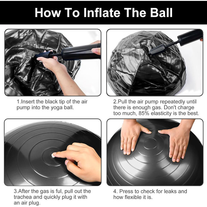 Фітбол Flintronic 55/65 см: для йоги, фітнесу, пологів. Анти-burst, товстий, з насосом. Чорний