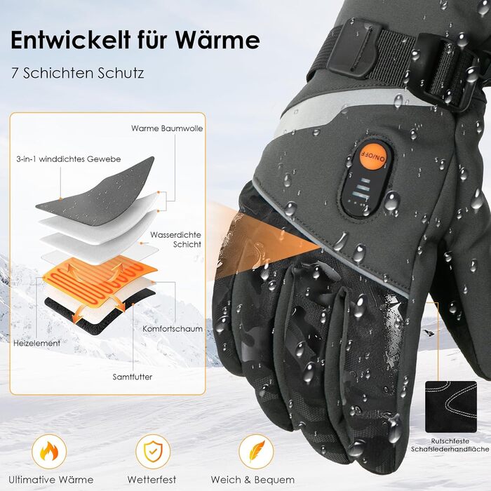 Обогріваючі рукавички Minthouz W11 для чоловіків та жінок, 7.4V, 3 режими нагріву, водонепроникні, з підтримкою сенсорного екрану, для роботи на вулиці, їзди на велосипеді, катання на лижах, XL