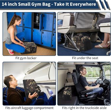 Спортивна сумка маленька з відділенням для мокрого - 35x20x20 см, ручна поклажа, міні-дуфл-сумка з кількома відділеннями для спорту, відпочинку, коротких подорожей (Камуфляж, 35 см)