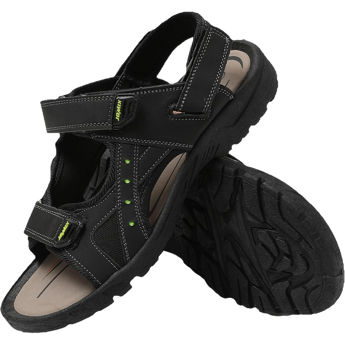 Чоловічі сандалі JOMIX для активного відпочинку та подорожей, на липучках, чорні (45 EU)