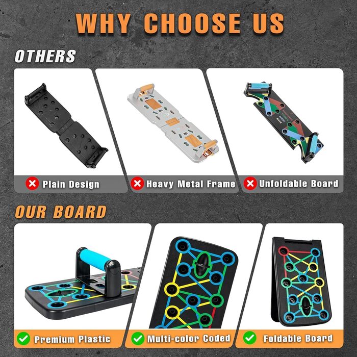 Дошка для віджимань Push Up Board 17 в 1, складана, багатофункціональна, чорна