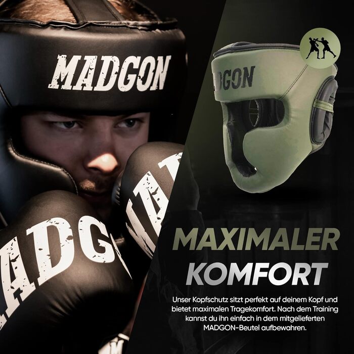 MADGON Преміум шолом для боксу та MMA з захистом обличчя, максимальним захистом і оглядом, для боксу, кікбоксингу, єдиноборств, спарингів