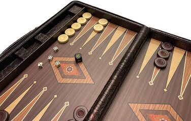 Набір для гри в бейсбол (табла), середній, для подорожей, Tric Trac, штучна шкіра, 44 x 27 см, білий, чорний, коричневий, світло-коричневий