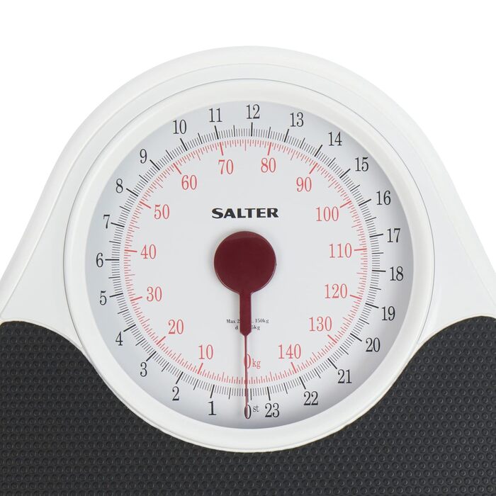 Механічна вага Salter 145 BKDR для ванної, аналогова, до 150 кг, протиковзка, велика шкала, без батарейок, точне зважування, ретро-дизайн