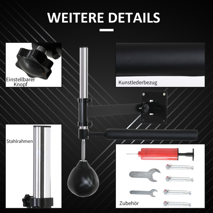 HOMCOM Спортивний волейбольний бокс, з м'ячем Speedball, обертовий відбивальний стержень, регульована висота, складаний, сталевий, 79 x 72 x 20 см