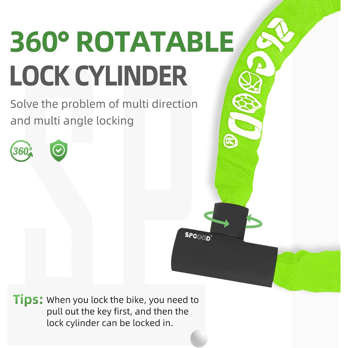 Замок для велосипеда з 3 ключами, антивкрадійний ланцюговий замок 90см, висока безпека, водовідштовхувальний чохол для велосипеда/електросамоката/електровелосипеда/MTB/мотоцикла/вантажного велосипеда 870мм, чорний