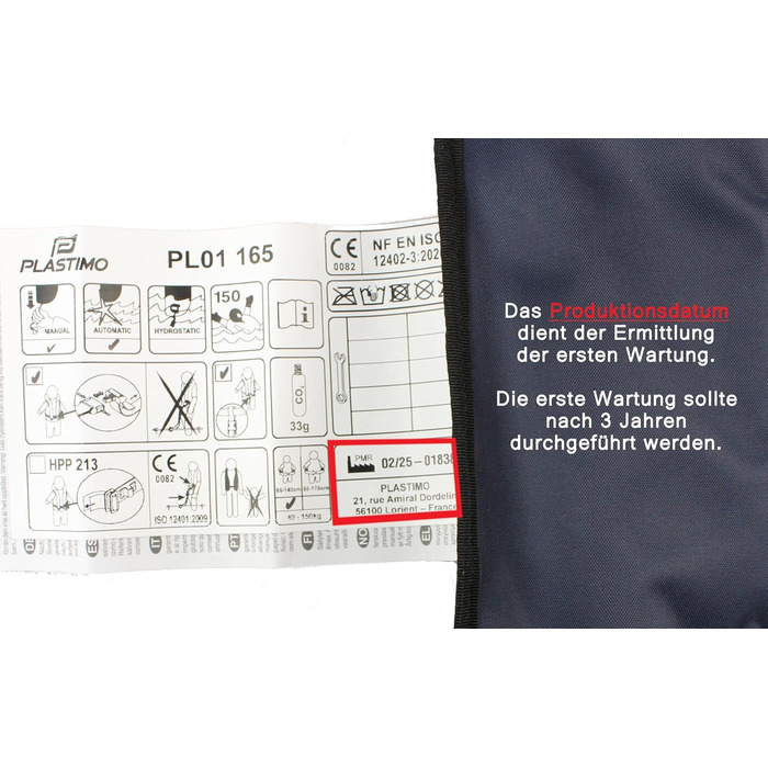 Рятувальний жилет автоматичний 165N з облямівкою, сталево-блакитний