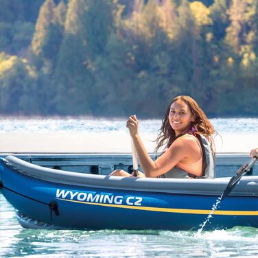 Надувний двомісний каяк Intex Wyoming C2 синій, 307 x 89 x 53 см