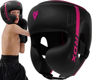 Дитячий боксерський шолом RDX для кікбоксингу, MMA та єдиноборств, рожевий, штучна шкіра Maya Hide, захист голови для тренувань, карате, муай-тай, тхеквондо