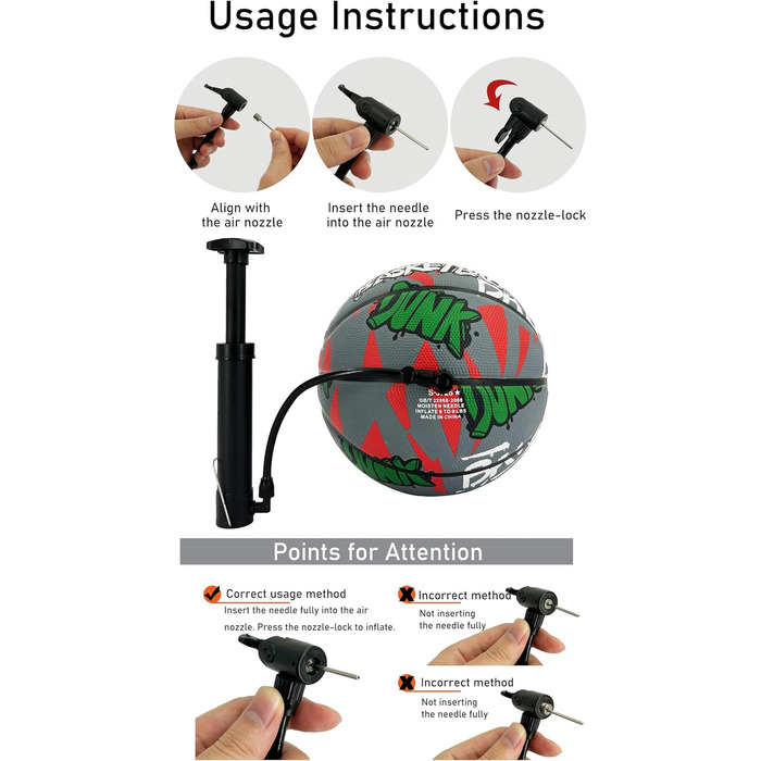Баскетбольний м'яч Senston, розмір 7, з насосом, для дорослих та підлітків, чорний
