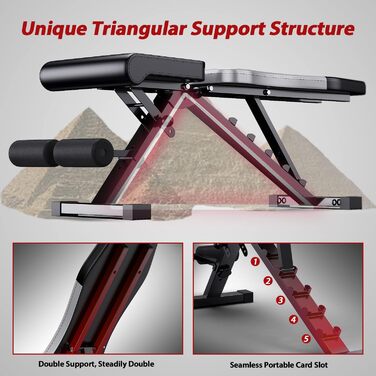 Регульована складна лава для вправ WINNOW — універсальна фітнес-лава для тренувань вдома та в залі, для жиму та вправ на все тіло