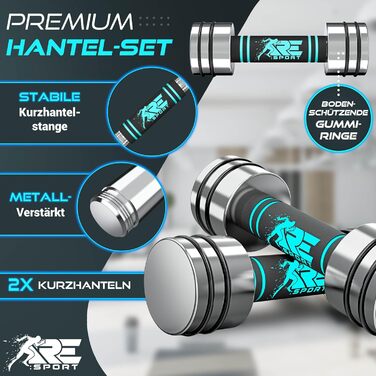 Набір гантелей 2 шт. з масивного сталі 2,5/5/7,5/10 кг | Гантелі з набором ваг та пінопластовою ручкою | Фітнес гантелі для дому, силові тренування та нарощування м'язів, блакитні (2 x 2,5 кг)