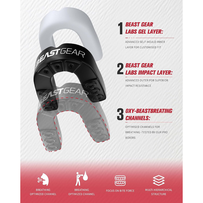 Захист для зубів Beast Gear - для боксу, ММА, регбі, кікбоксингу, дзюдо, карате, хокею та бойових мистецтв. Зручна коробка для зберігання. Захищає зуби, ясна та щелепу.