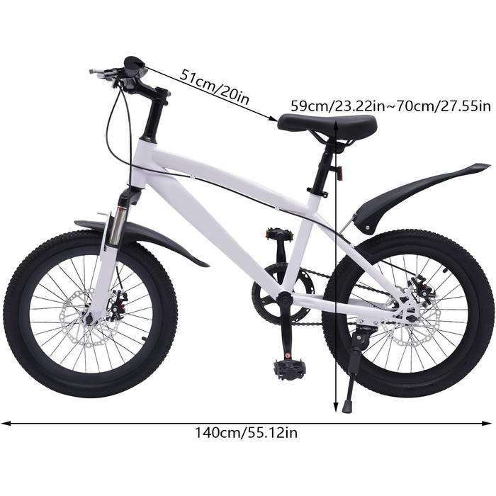 Дитячий велосипед BMX 18 дюймів, високоміцна сталь, регульована висота, для хлопчиків і дівчат від 5 років
