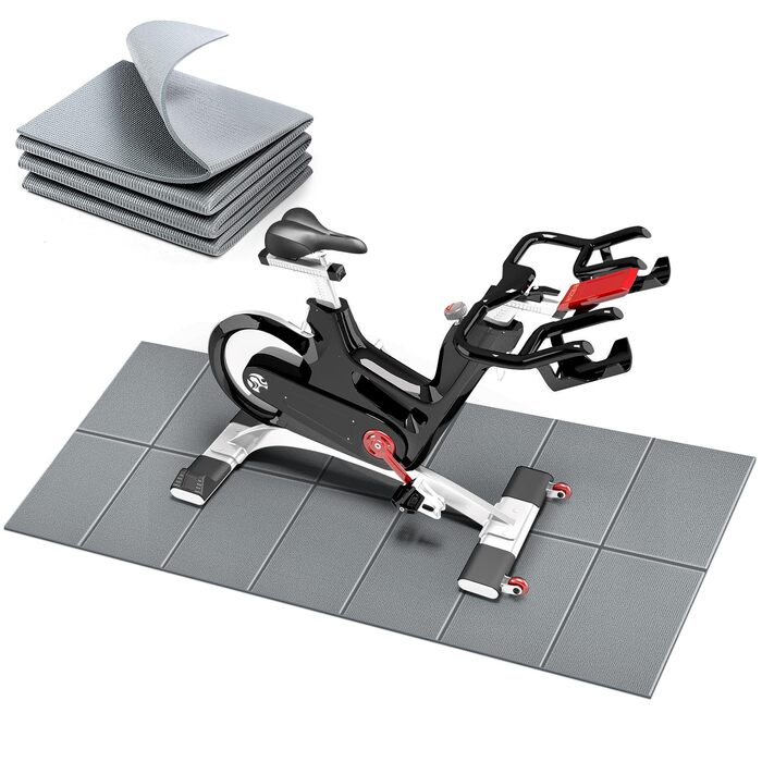 Килимок під тренажер PVC 173x61x0.6 см, захисний шумопоглинаючий мат для бігової доріжки та йоги, водонепроникний (сірий)