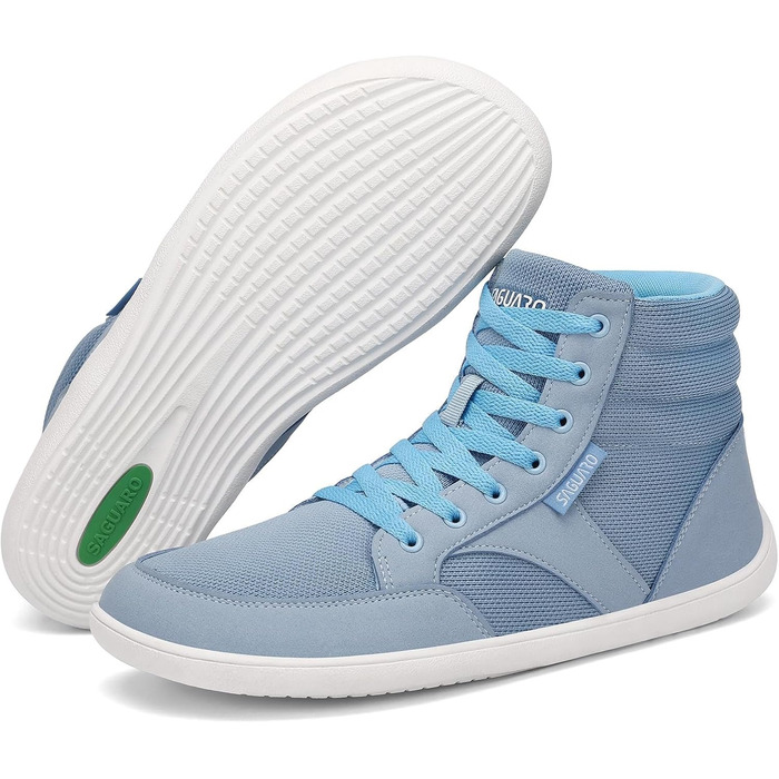 Черевики Saguaro Barfußschuhe High-Top для чоловіків та жінок з широкою передньою частиною та підошвою Zero-Drop, розмір 36-48 (Блакитний, 42 EU)