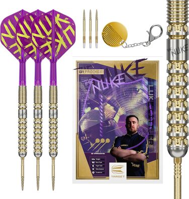 Дарти сталеві Target Darts Luke Littler Gen 1 Prodigy Swiss Point, 90% Tungsten, 22/23/24г - Професійний набір для гри в дартс