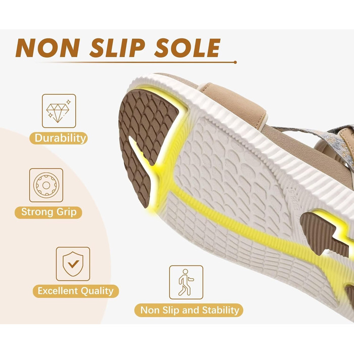 Зручні ортопедичні сандалії для трекінгу KuaiLu для жінок. Легкі сандалії для піших прогулянок та активного відпочинку. Розмір 36 EU, колір N Beige.