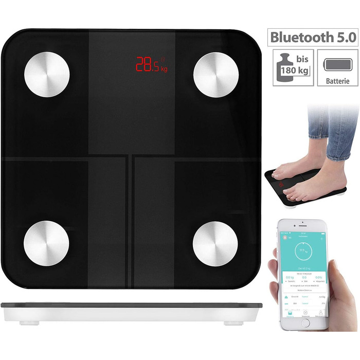 Вага для тіла Newgen Medicals 14-в-1 з аналізом складу тіла, Bluetooth, App, розпізнавання користувача (для ванної кімнати, для літніх людей)