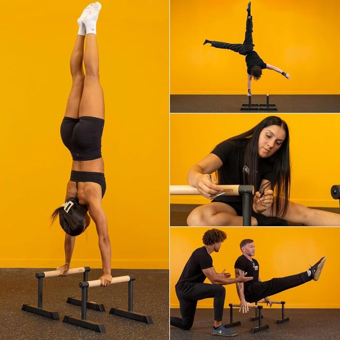 Паралелепити Gravity Fitness з дерев'яними ручками – середні, для стабільного утримання під час калістеніки, тренувань з власною вагою, гімнастики, домашнього спортзалу та фітнес-клубу