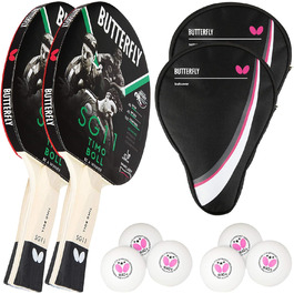 Набір для настільного тенісу Butterfly Timo Boll: 2 ракетки SG11, 2 чохли Drive Case, 2 м'ячі 3*** ITTF R40+ | Комплект для хобі та тренувань