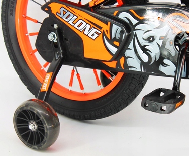 Дитячий велосипед 16 дюймів з кошиком та додатковими колесами, помаранчевий