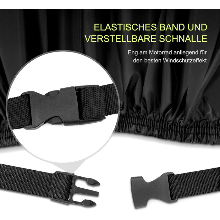 Водонепроникний чохол для мотоцикла WOLTU з тканини Oxford 210D, захисний тент від дощу, пилу та UV-променів з отворами для замків, 245×105×125 см, чорний