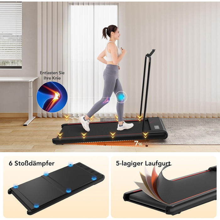 Біговий тренажер LIKESPORTING: компактний, з регулюванням нахилу, тримачем для планшета та пультом керування. Для дому та офісу, чорний