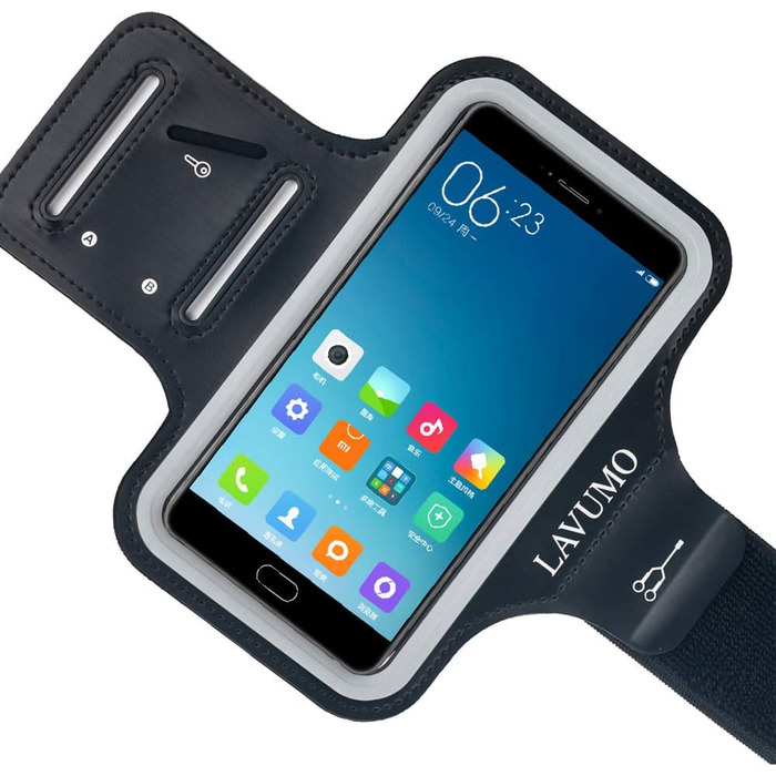 Спортивний браслет на руку для iPhone 16 Pro Max, 16 Plus, 15 Pro Max, 15 Plus, 14 Pro Max, Samsung S24, S23, S22 Ultra. Тримач для телефону на руку для бігу та спорту, чорний. Підходить для телефонів 6.3'-7.0'