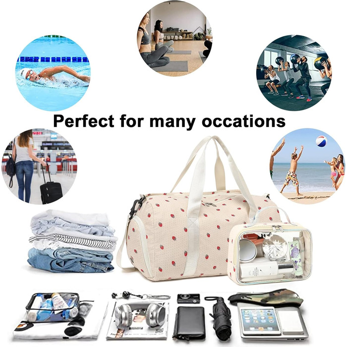 Спортивна сумка для жінок та дівчат: тренування, подорожі, вихідні. З відділенням для взуття та мокрих речей