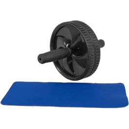 Брюшний ролик GORILLA SPORTS з килимком для колін, 27x18 см, гумовий, нековзкий, чорний — ролик для пресу, тренажер для пресу, абдомінальне колесо для домашніх тренувань