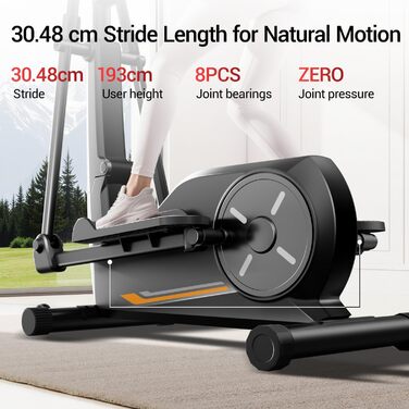 UMAY Еліптичний тренажер для дому ET30: 16 рівнів опору, тихий магнітний привід, довжина кроку 40 см, датчики пульсу, LCD-дисплей, вантажопідйомність 159 кг