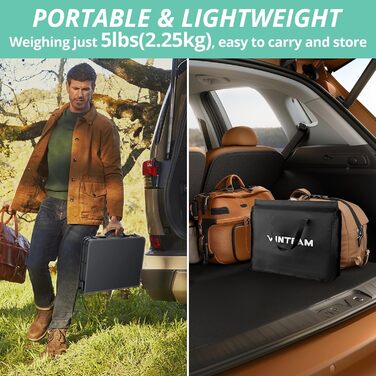 VINTEAM Стіл для пікніка та кемпінгу, регульована висота, складаний, 58x40 см