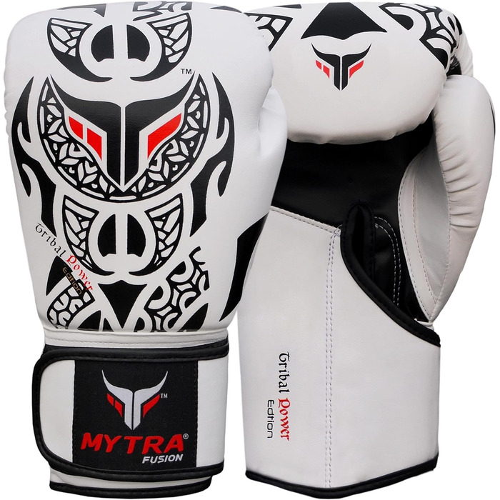 Боксерські рукавички Mytra Fusion 10oz-16oz для MMA, Муай Тай, кікбоксингу, тренувань та спарингів, чоловічі та жіночі, чорні/білі