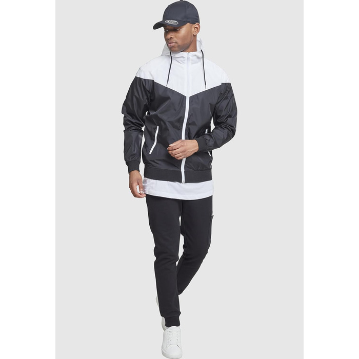 Чоловіча вітрівка Urban Classics Arrow Windrunner з капюшоном, демісезонна куртка з кольоровими блоками, 3XL, чорно-біла