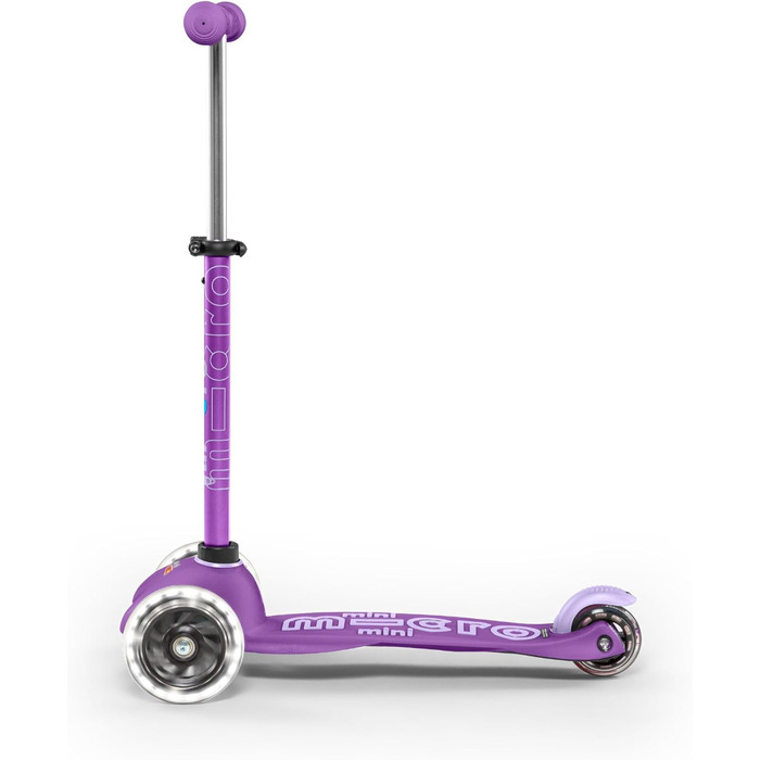 Самокат дитячий Micro Deluxe Kinder Scooter з регульованим кермом, світлодіодні колеса, фіолетовий