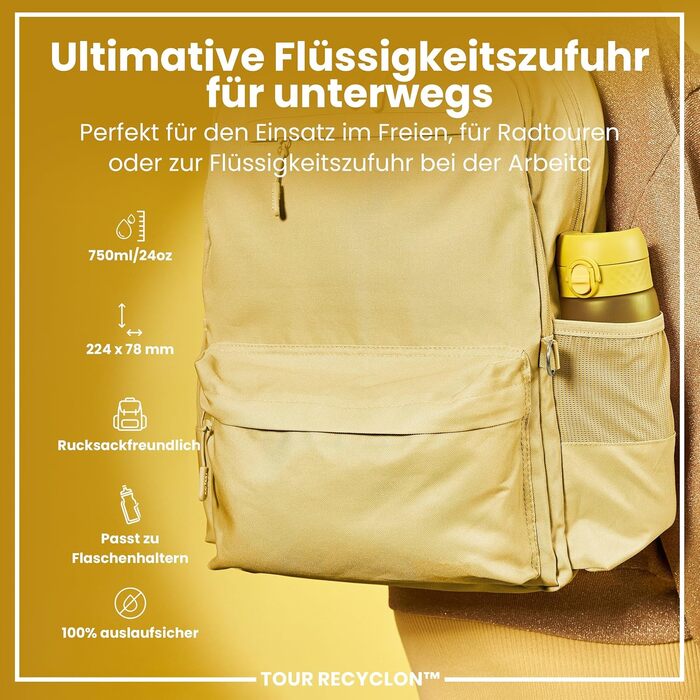 ION8 Фляга для води, 750 мл (Жовтий, Evo)