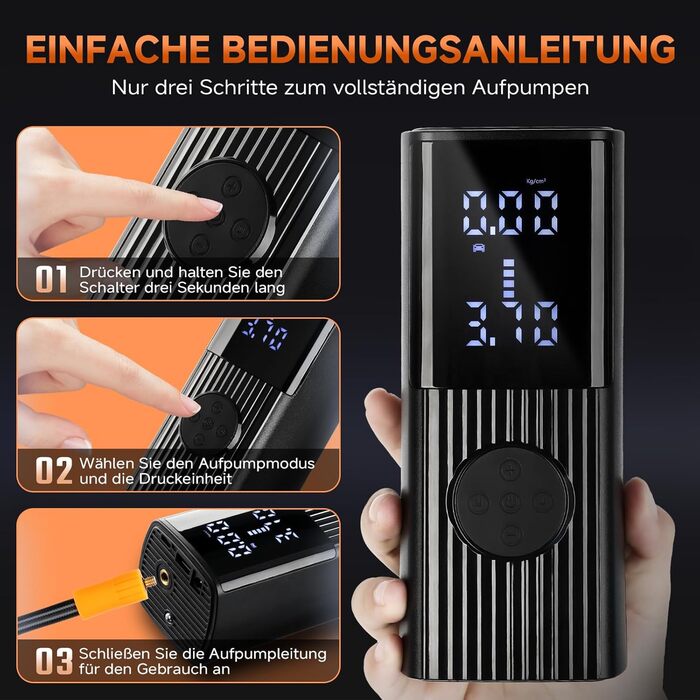 Портативний електричний компресор GEAREVER 6000mAh, 150 PSI, 12V, з LED-ліхтарем та USB Powerbank для авто, велосипедів, мотоциклів і м'ячів