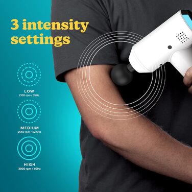 HoMedics Міні масажний пістолет для тіла, бездротовий, 5 насадок, білий — професійний портативний масажер для м'язів, фізіотерапія, акумуляторний