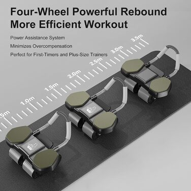 Ролер для пресу, тренажер для дому, 4-колісний, стабільний, для зміцнення м'язів живота та корпусу, довговічний, легкий, для чоловіків та жінок, фітнес для дому (блакитний)