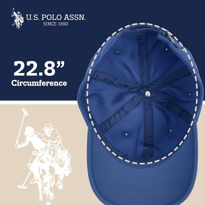 Бейсболка U.S. Polo Assn. з логотипом Pony, 100% бавовна, регульована, темно-синя (Königsblau), один розмір