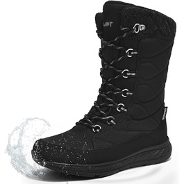 Зимові черевики жіночі водонепроникні, теплі, зручні, антиковзні, для піших прогулянок, трекінгу, відпочинку. Розміри 37-42 EU (Чорний, 37 EU)
