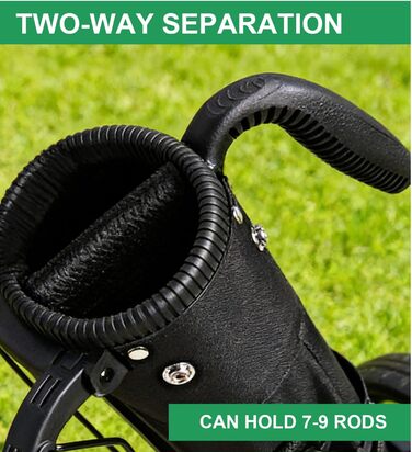 Сумка для гольфу на штативі, чорна. З регульованими ременями, двома кишенями. Легка, для чоловіків та жінок, для тренувань, коротких полів та курсів.