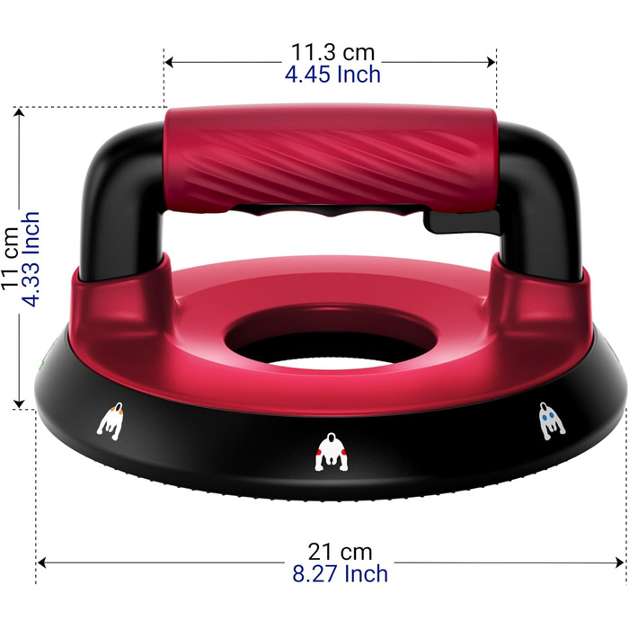Регульовані бруси для віджимань 360° - тренажер для верхньої частини тіла для грудей, спини, плечей, біцепсів та трицепсів, знімні силіконові ручки, неслизькі гумові ніжки (червоний)