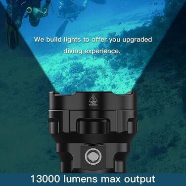 Ліхтар під водою Wurkkos DL70, 13000 люмен, 4 x XHP50.2 LED, акумулятор 2 x 5000 mAh, з зарядним пристроєм