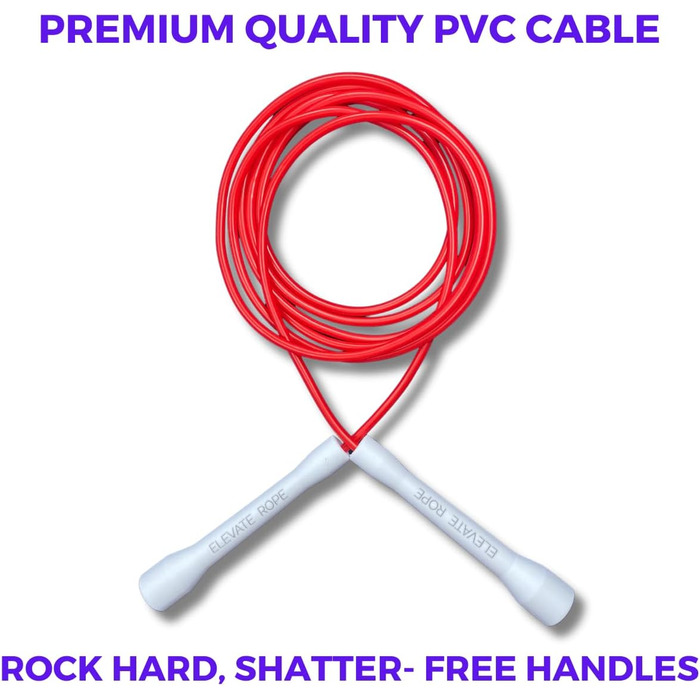 Стрибкове канат Elevate Speed Rope MAX - професійний, з міцного PVC, з нейлонового сердечника, 5 мм, довжина до 3 метри, з червоними ручками