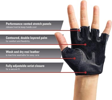 Рукавички для важкої атлетики Harbinger Dams Pro з вентильованою шкіряною долонею (пара), чорний/рожевий, розмір S (16,51 - 17,78 см)