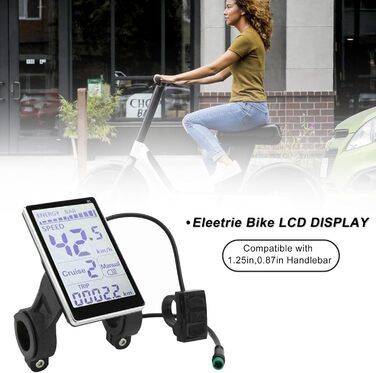 Велокомп'ютер Yosoo Health Gear M5 LCD для електровелосипеда, універсальний дисплей 24V-60V, 5-контактний, для електросамоката, екран 31.8/22.2 мм