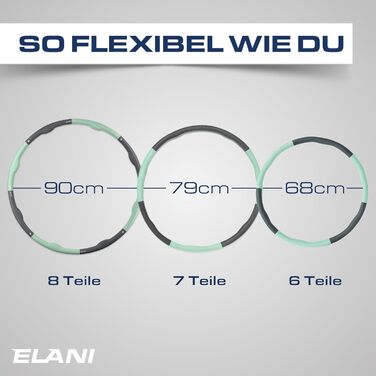 Hula Hoop ELANI 90см для схуднення, зелений м'ятний, 1.5кг - фітнес обруч з хвилястою формою та посібником