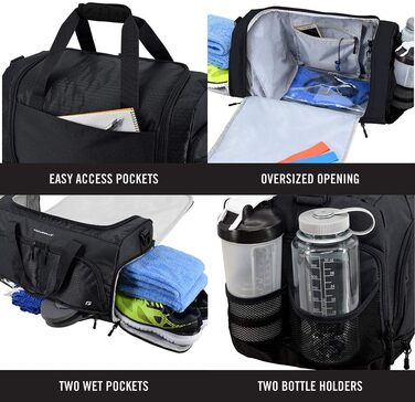 Сумка для спортзалу FocusGear Ultimate Gym Bag 2.0, водостійка, 10 відділень, міцна, зелена, 29,8×26,7×50,8 см